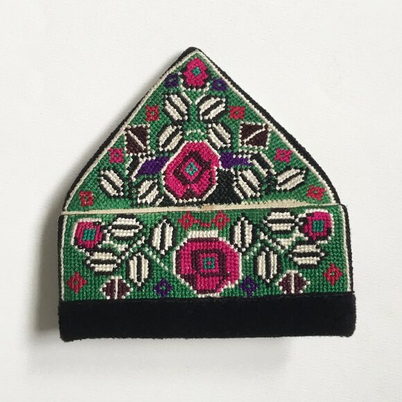 Vintage Embroidered Cross Stitch Uzbek Tubeteika Skull Cap Ethnic Hat Doppa - Picture 5 of 7